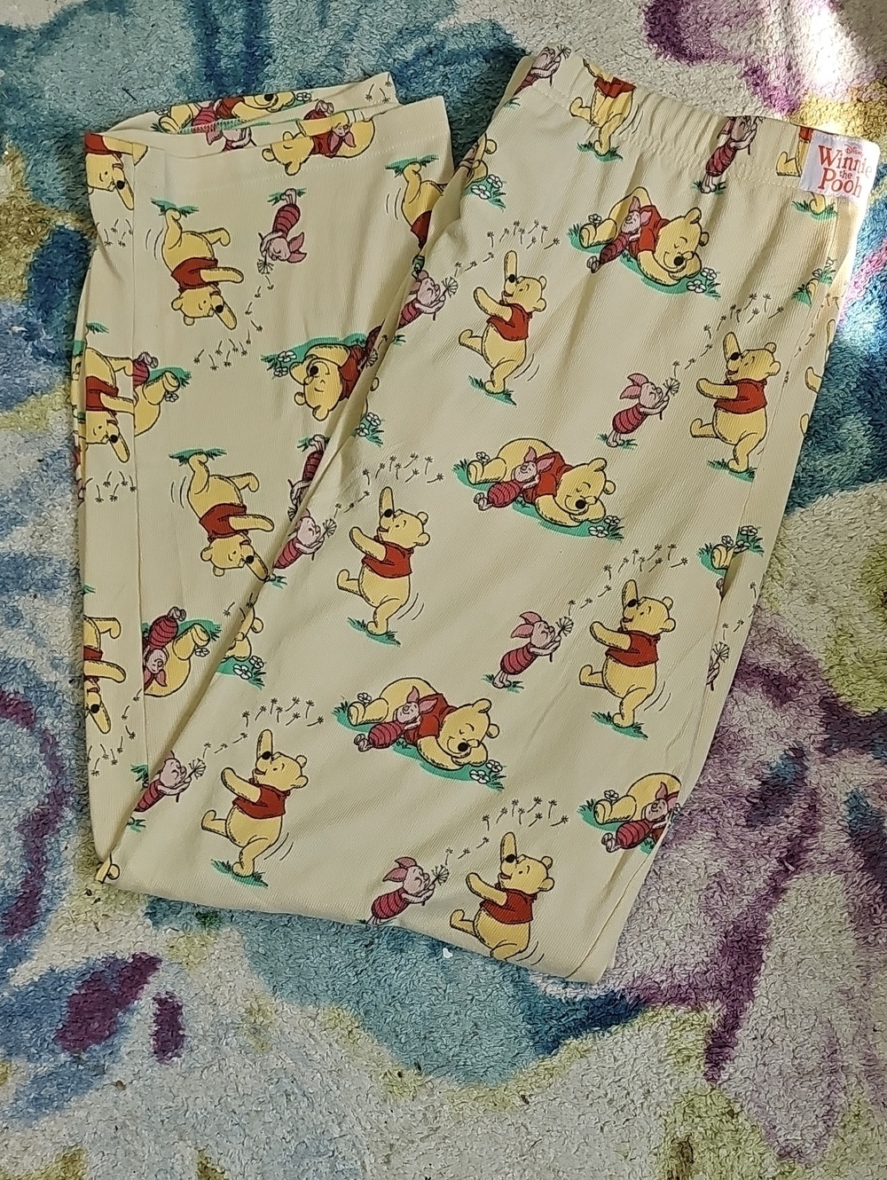 Women's Winnie The Pooh Pajama Pants - Pale Yellow with Winnie. Size L